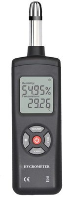 Humidity Meter, 0% to 100% Relative Humidity, 3 %, 0.1 °C, 105 mm, 185 mm,  36 mm